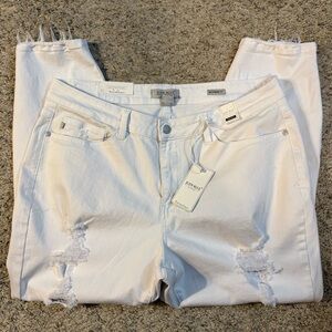 Judy Blue Distressed White Boyfriend Jeans Size 18W NWT